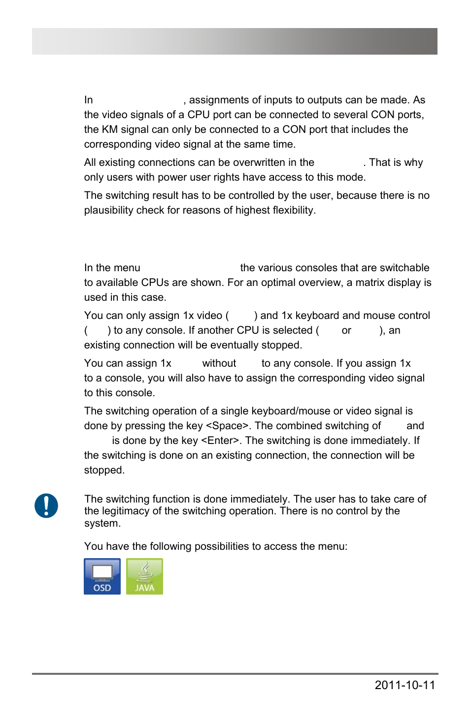 3 crosspoint mode, 1 crosspoint switch function (con ports), Crosspoint switch function (con ports) | Draco major 132 | IHSE USA 474 Series Draco major User Manual | Page 132 / 167