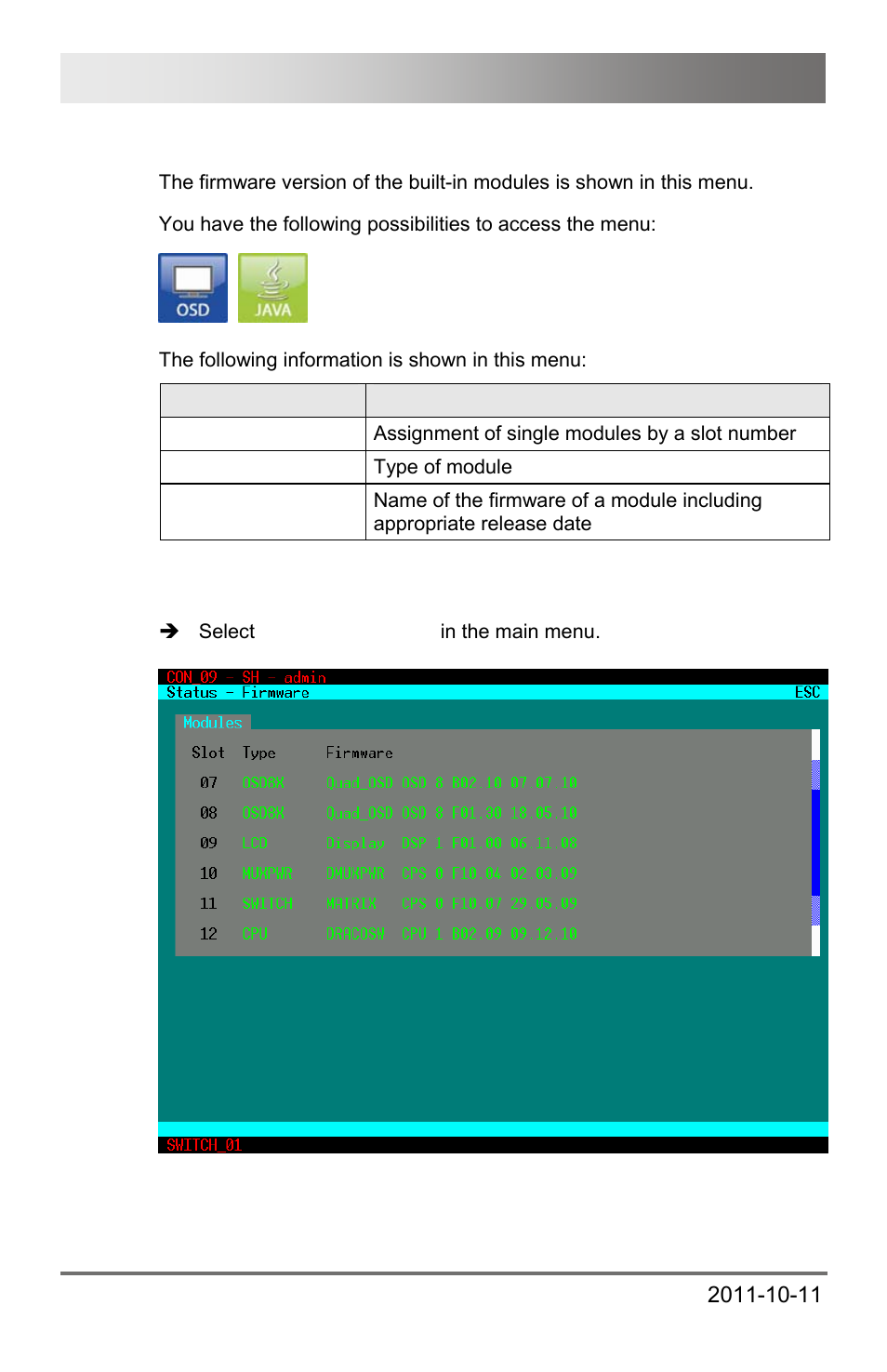 5 firmware status, 5 firmware, Status | Draco major 26 | IHSE USA 474 Series Draco major User Manual | Page 26 / 167