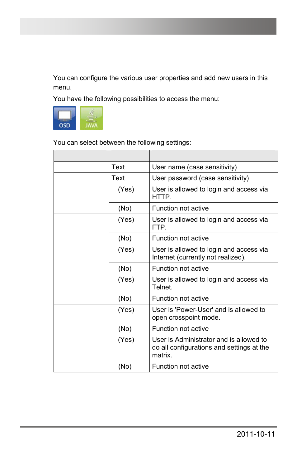 4 user settings, 1 user properties, 4 user | Settings, 1 user, Properties, Draco major 84 | IHSE USA 474 Series Draco major User Manual | Page 84 / 167
