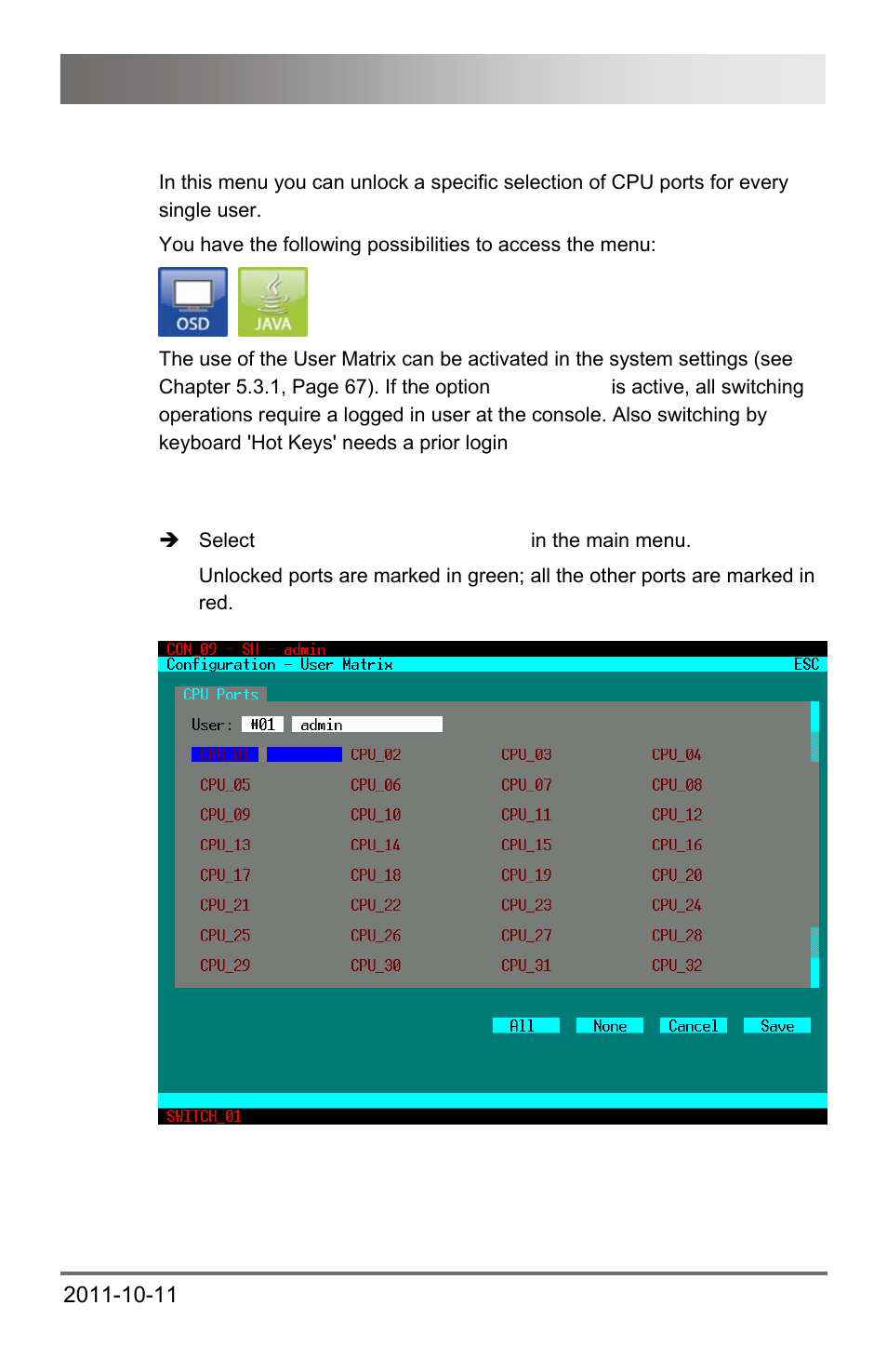 2 user matrix, 2 user, Matrix | Configuration | IHSE USA 474 Series Draco major User Manual | Page 87 / 167