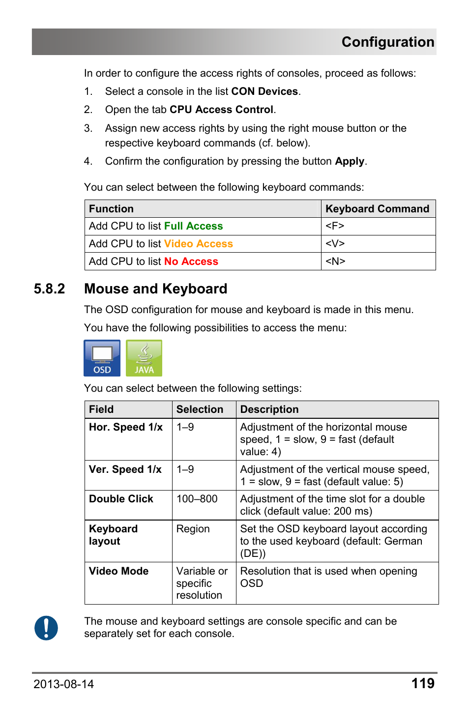 2 mouse and keyboard, 2 mouse, And keyboard | Configuration | IHSE USA 480c Series Draco tera compact User Manual | Page 119 / 199