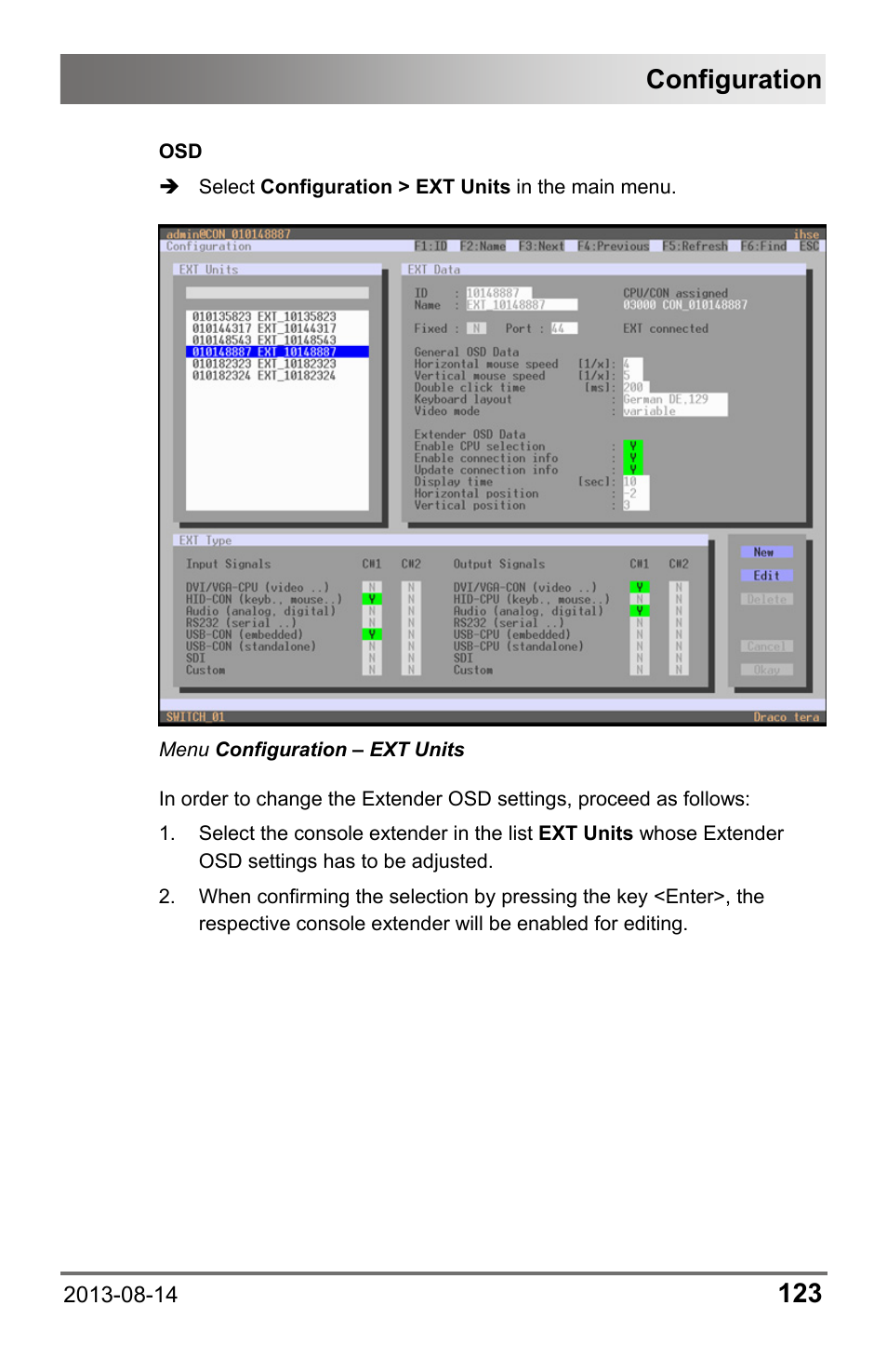 Configuration | IHSE USA 480c Series Draco tera compact User Manual | Page 123 / 199