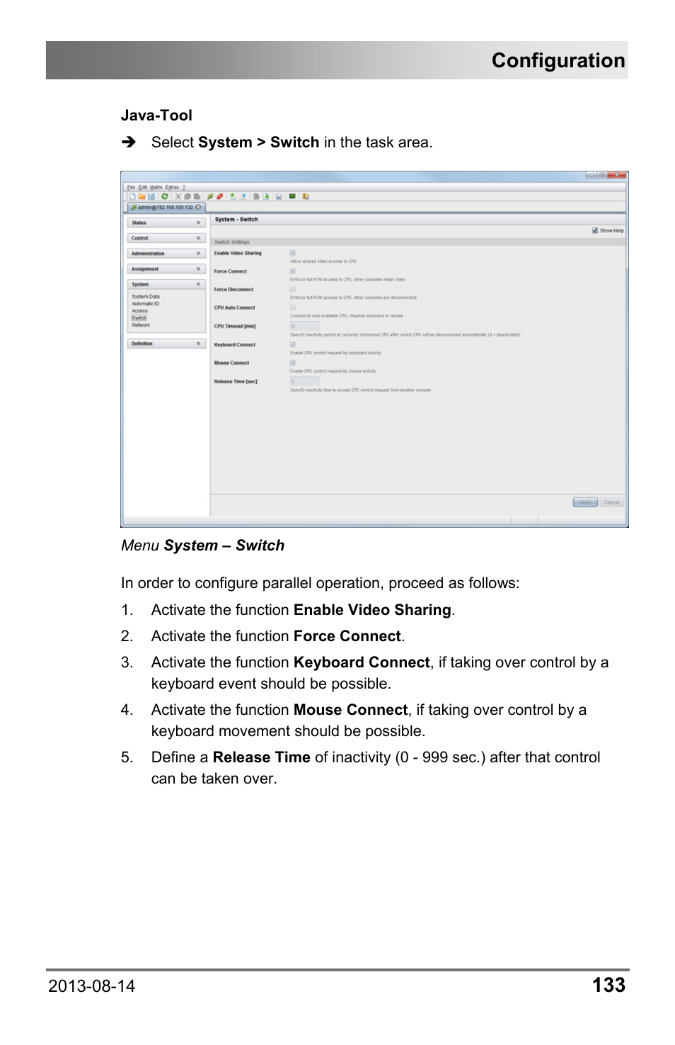 Configuration | IHSE USA 480c Series Draco tera compact User Manual | Page 133 / 199