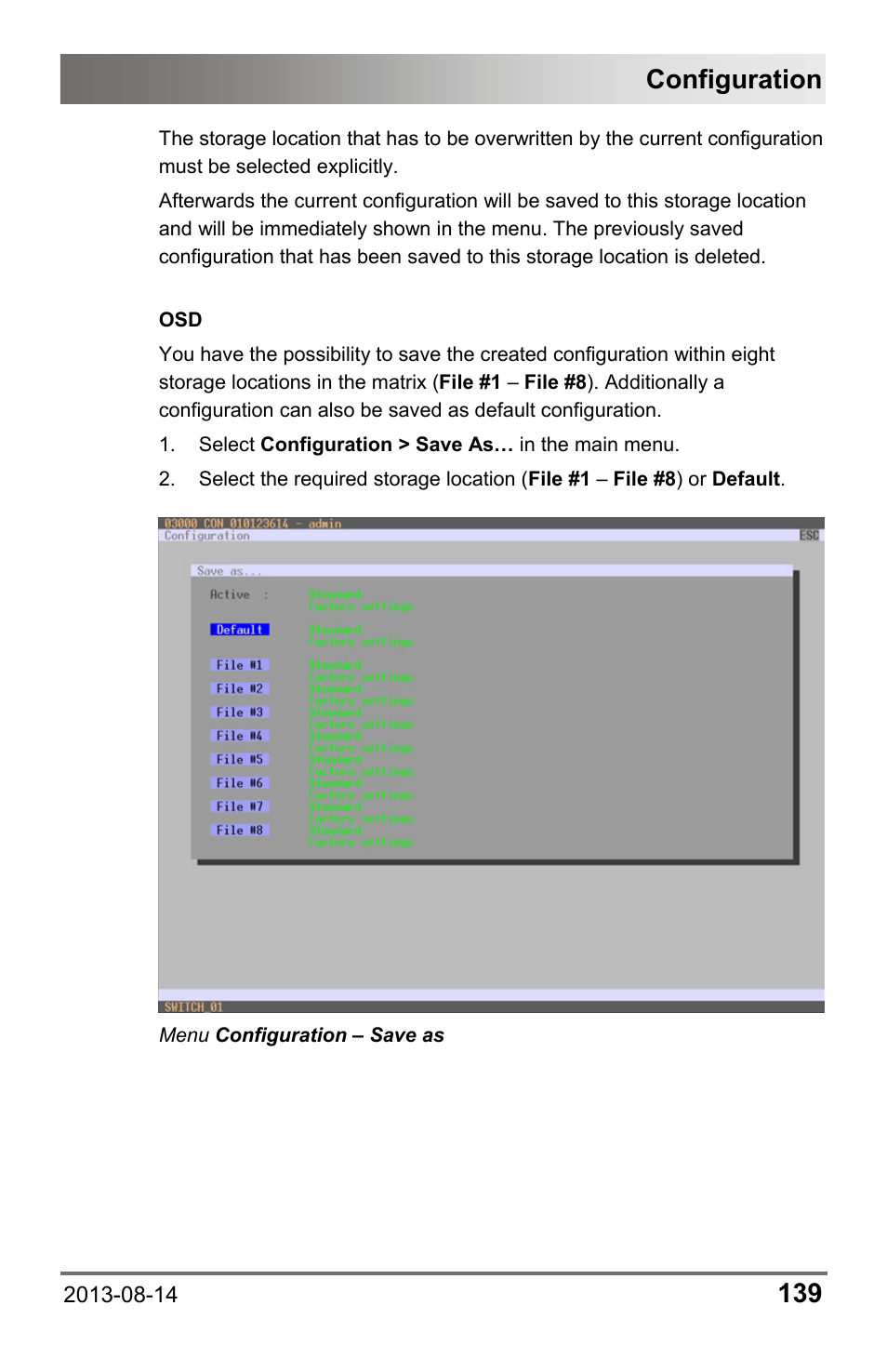 Configuration | IHSE USA 480c Series Draco tera compact User Manual | Page 139 / 199
