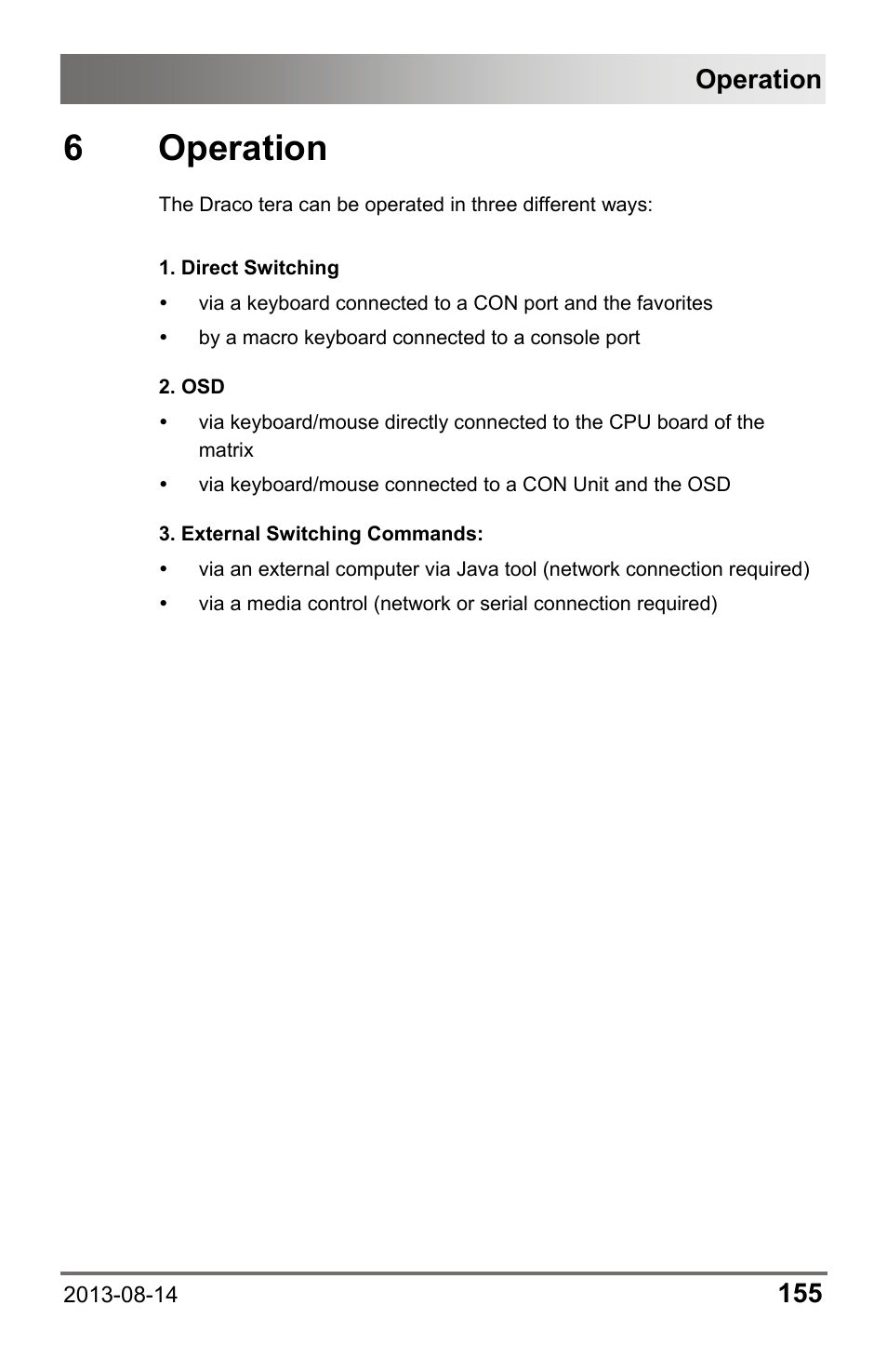 6 operation, Operation | IHSE USA 480c Series Draco tera compact User Manual | Page 155 / 199