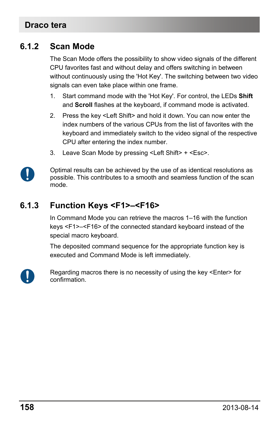2 scan mode, 3 function keys <f1>–<f16, 3 function | Keys <f1>–<f16, Draco tera 158 | IHSE USA 480c Series Draco tera compact User Manual | Page 158 / 199