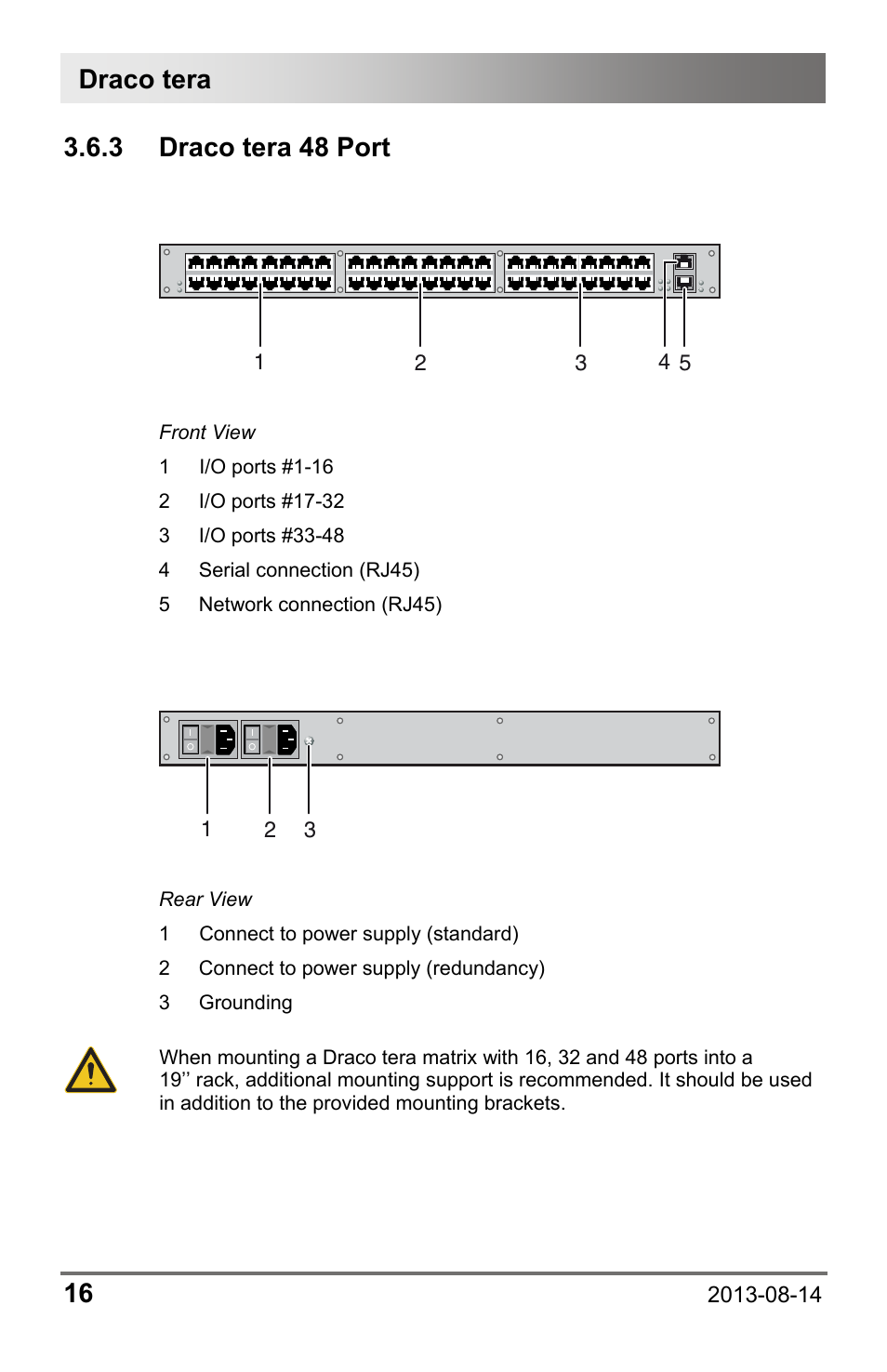 3 draco tera 48 port, 3 draco, Tera 48 port | Draco tera 16 | IHSE USA 480c Series Draco tera compact User Manual | Page 16 / 199