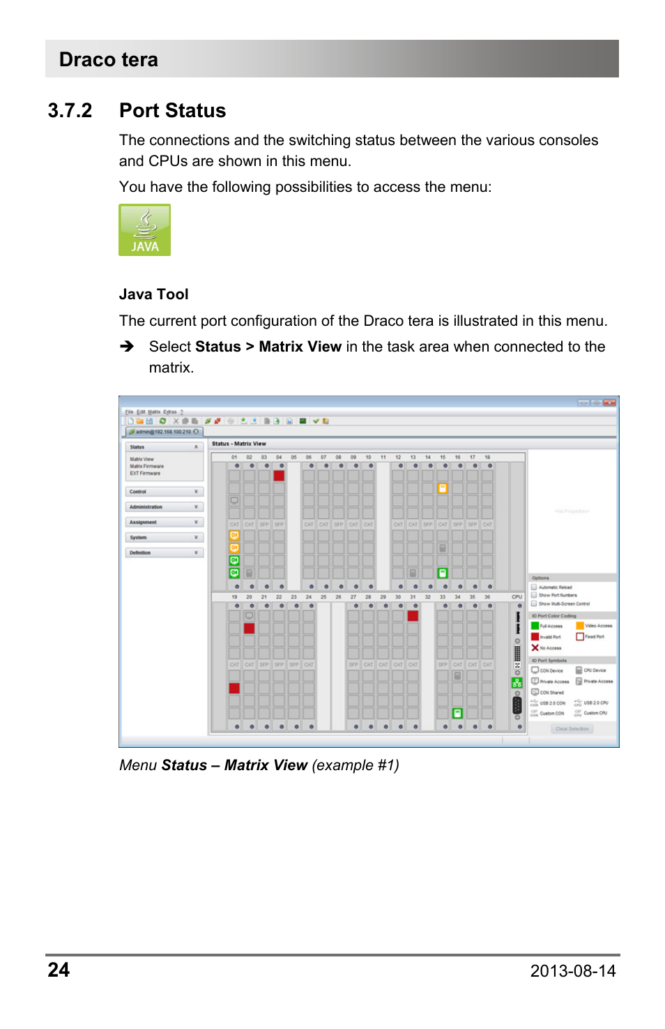 2 port status, Draco tera 24 | IHSE USA 480c Series Draco tera compact User Manual | Page 24 / 199