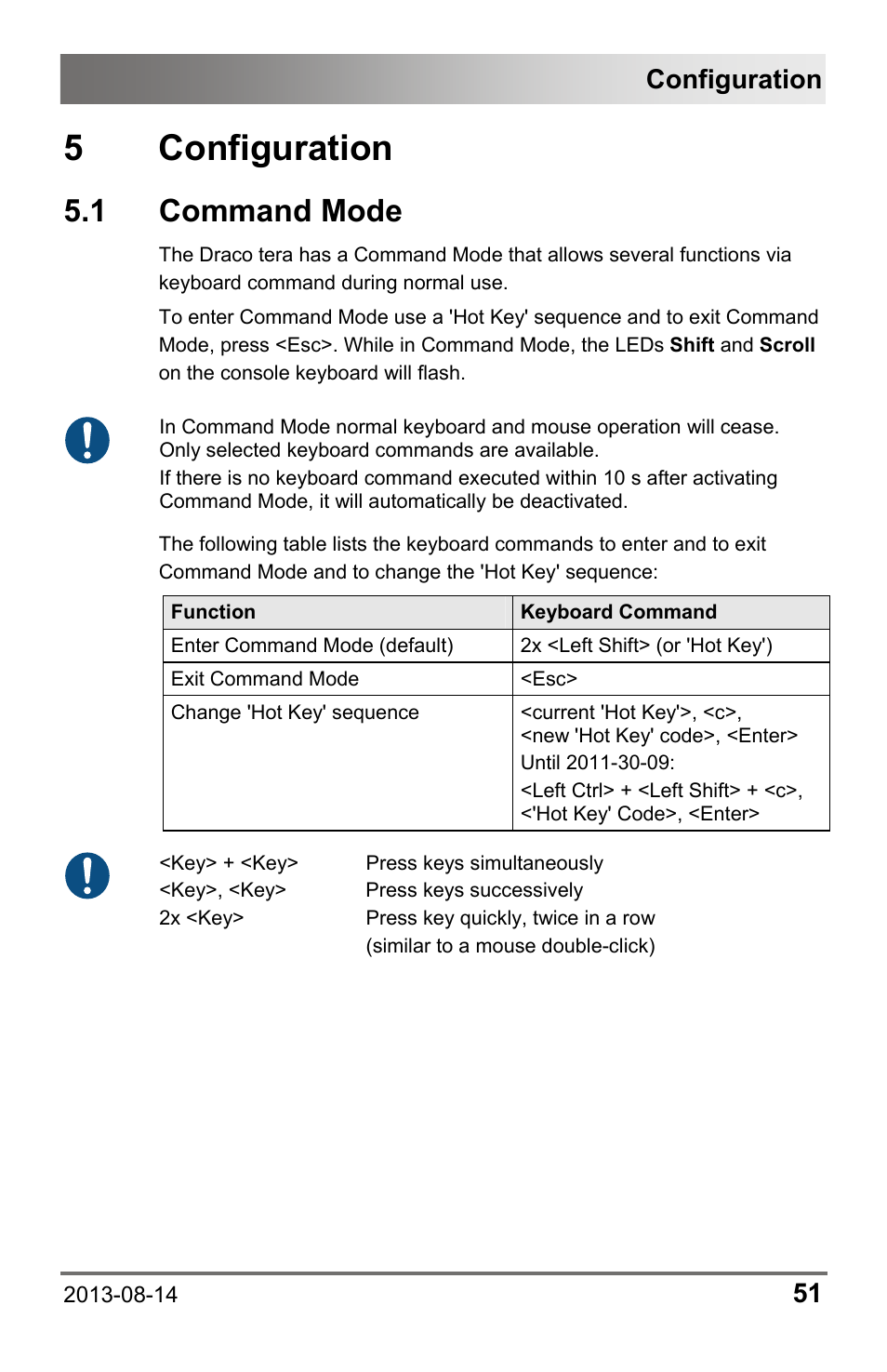 5 configuration, 1 command mode, Configuration | IHSE USA 480c Series Draco tera compact User Manual | Page 51 / 199