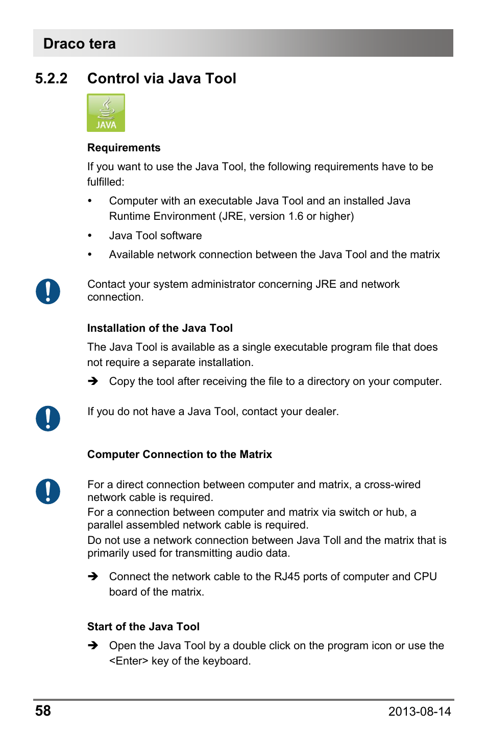 2 control via java tool, 2 control, Via java tool | Draco tera 58 | IHSE USA 480c Series Draco tera compact User Manual | Page 58 / 199