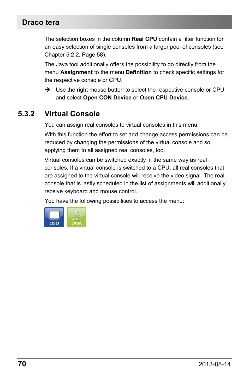 2 virtual console, Draco tera 70 | IHSE USA 480c Series Draco tera compact User Manual | Page 70 / 199