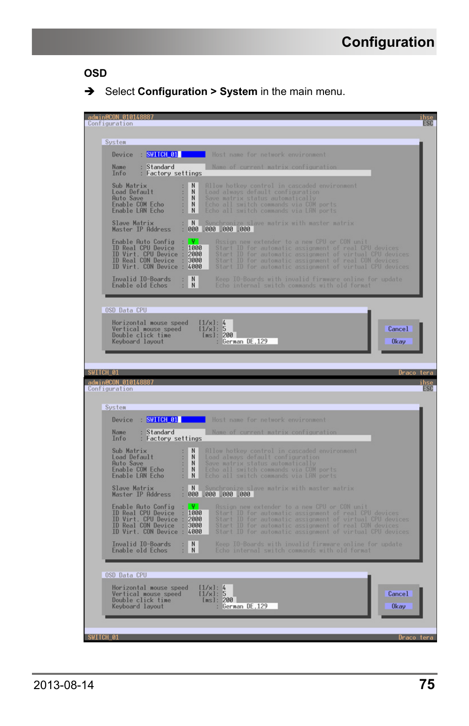 Configuration | IHSE USA 480c Series Draco tera compact User Manual | Page 75 / 199