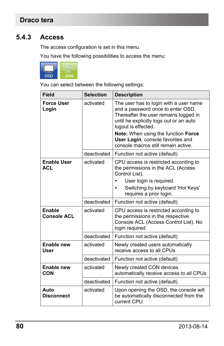 3 access, Draco tera 80 | IHSE USA 480c Series Draco tera compact User Manual | Page 80 / 199