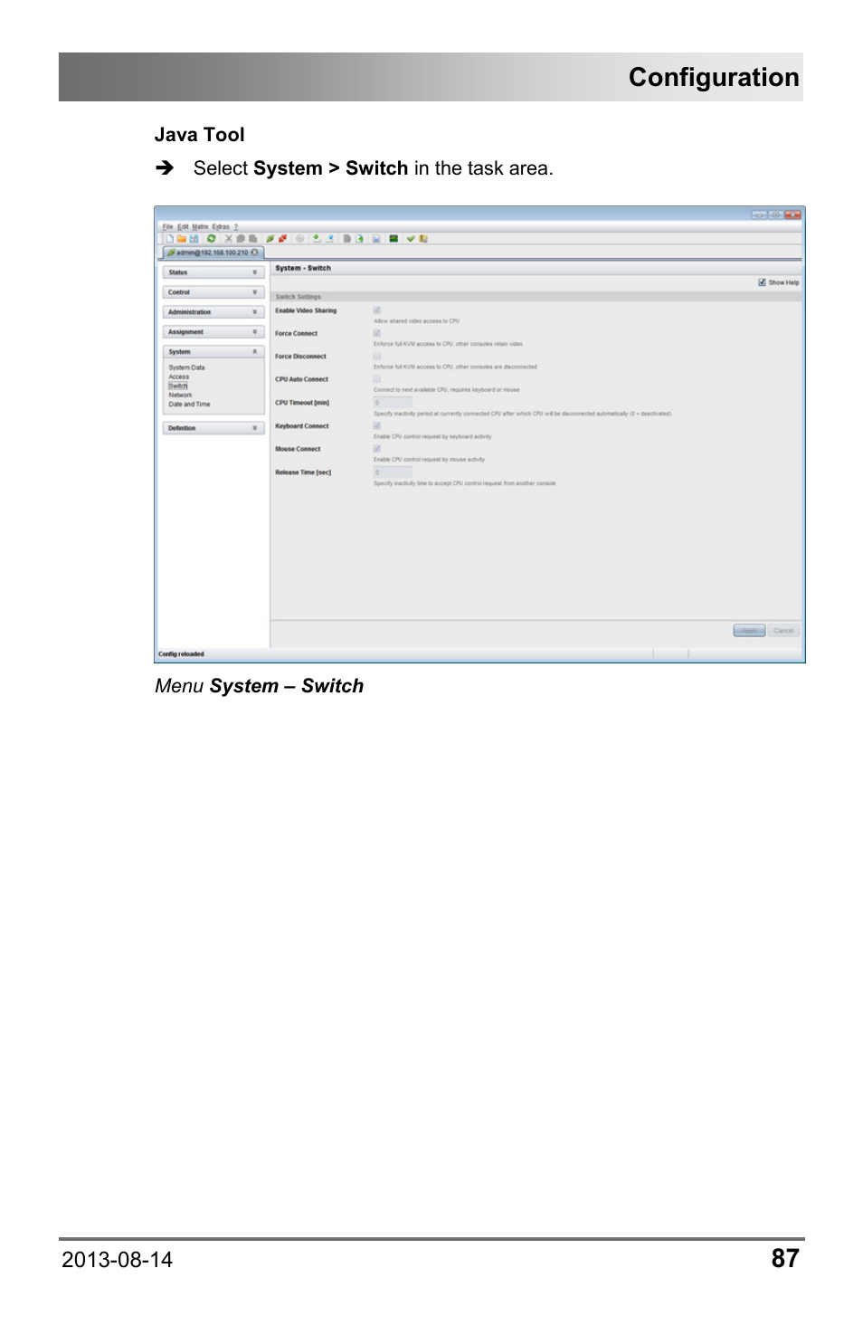 Configuration | IHSE USA 480c Series Draco tera compact User Manual | Page 87 / 199