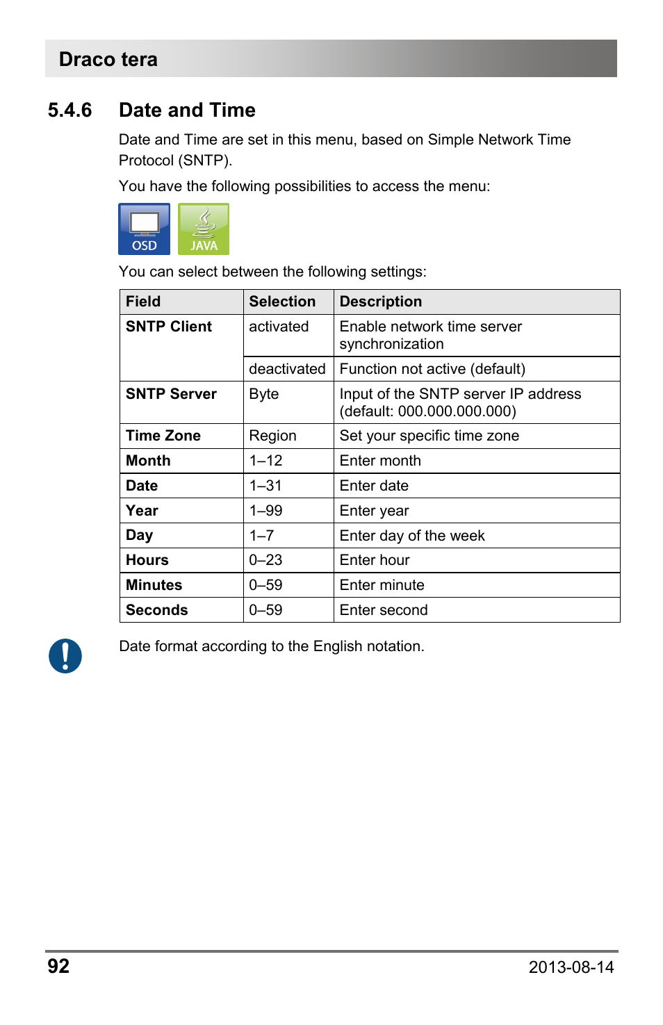 6 date and time, 6 date, And time | Draco tera 92 | IHSE USA 480c Series Draco tera compact User Manual | Page 92 / 199