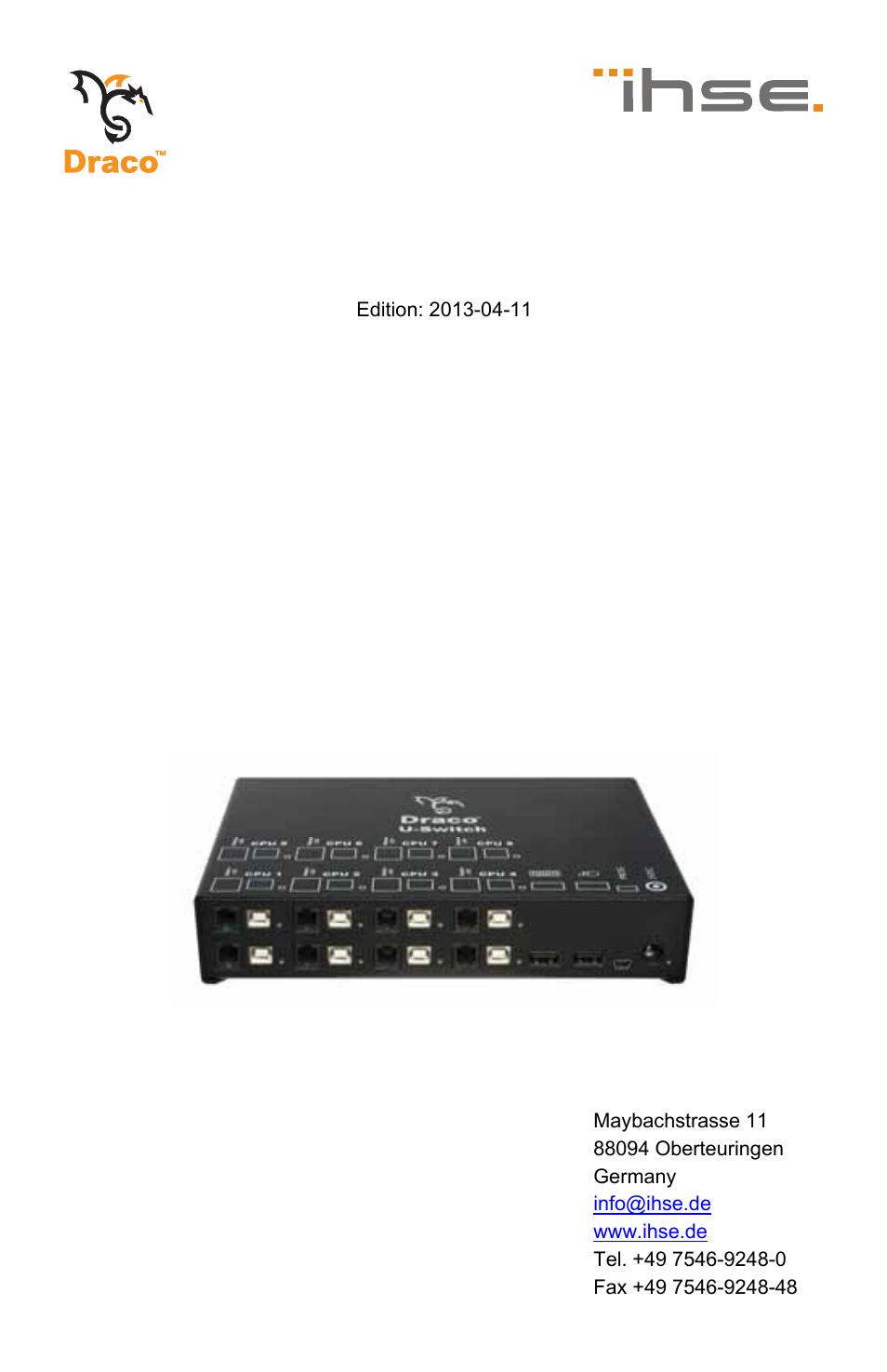 IHSE USA 476 Series Draco U-Switch User Manual | 35 pages