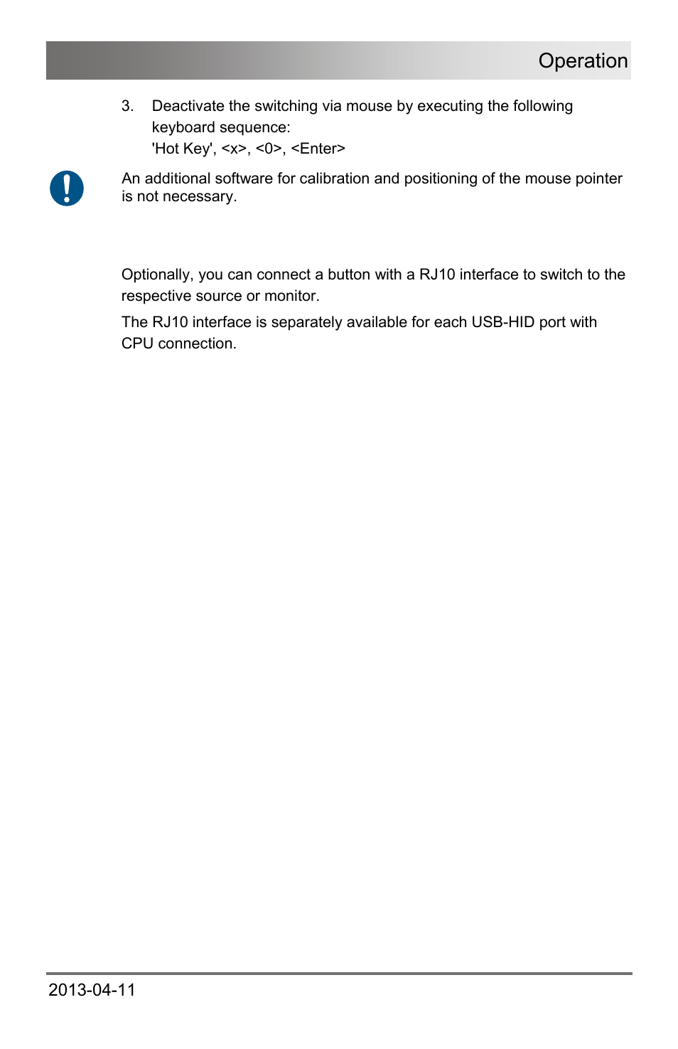 3 external switching (optional), External switching (optional), Operation | IHSE USA 476 Series Draco U-Switch User Manual | Page 23 / 35