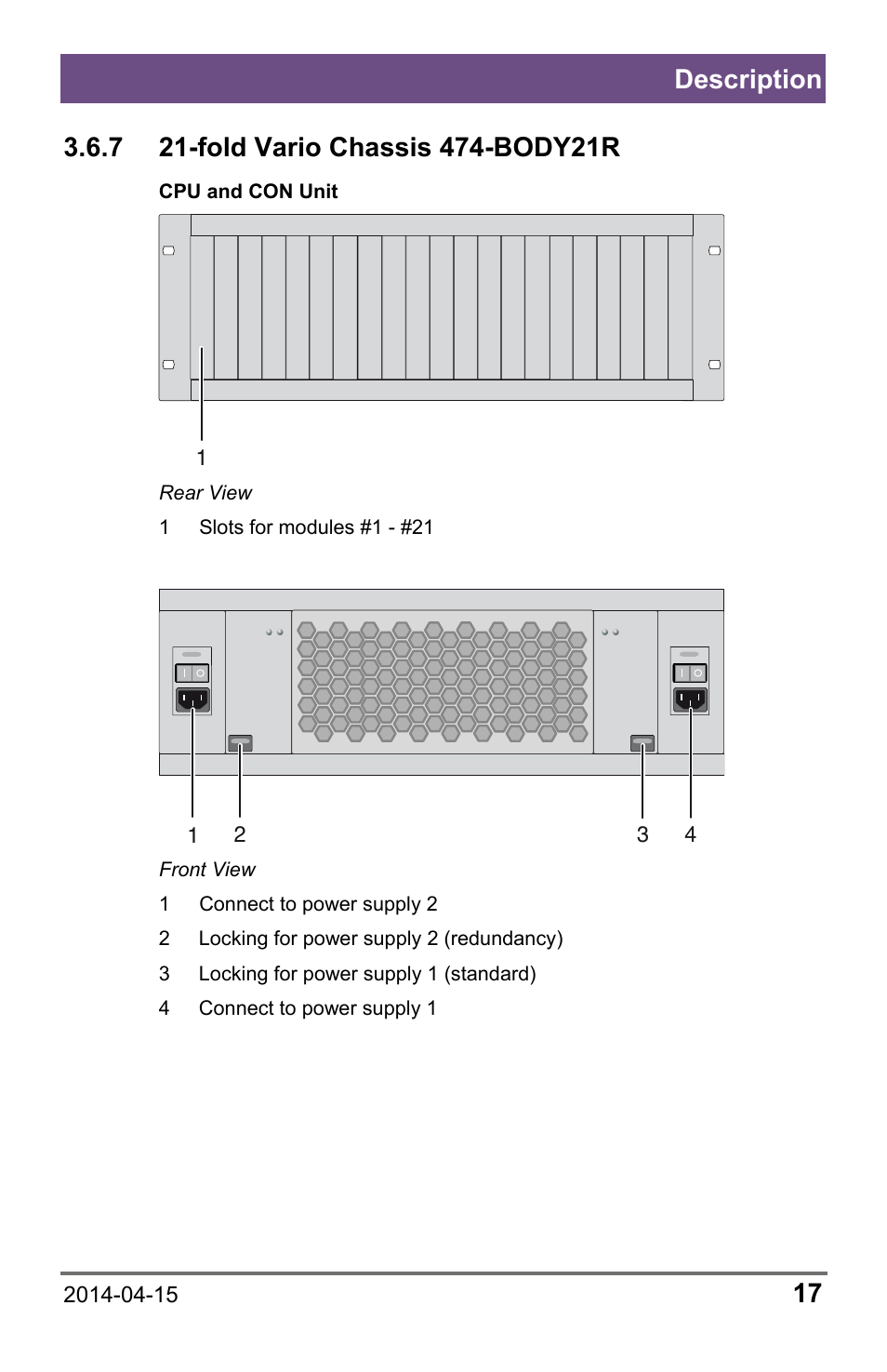 7 21-fold vario chassis 474-body21r, Fold vario chassis 474-body21r, Description | IHSE USA 485 Series Repeater and Cross Repeater User Manual | Page 17 / 40