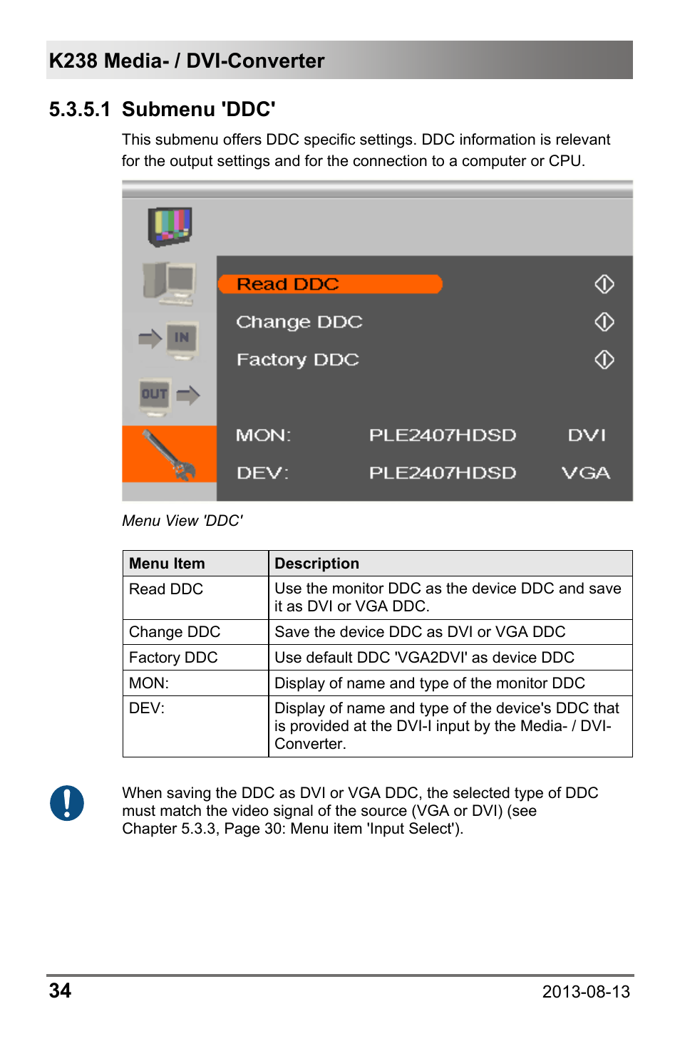 1 submenu 'ddc | IHSE USA 238 Series Media Converter User Manual | Page 34 / 64