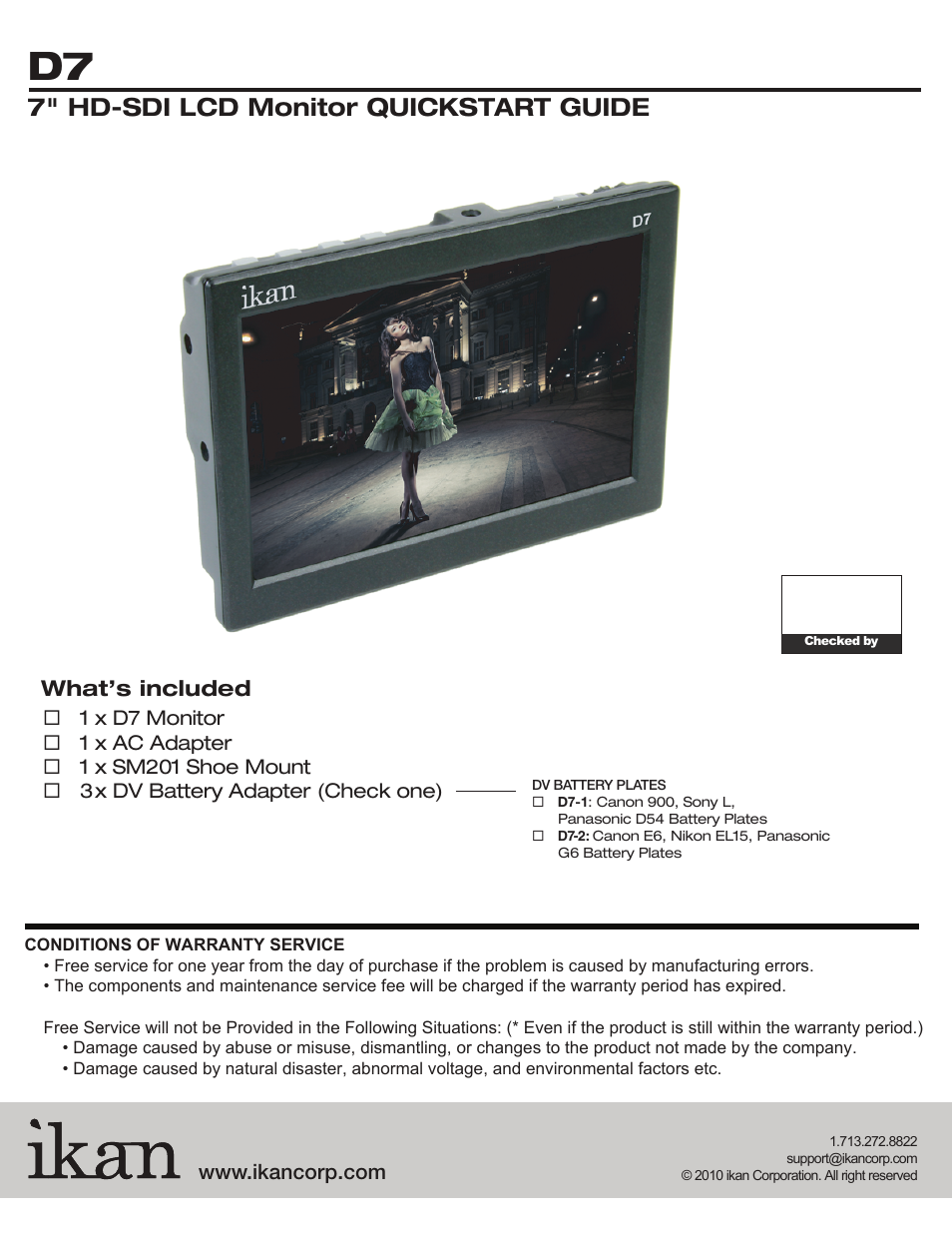 ikan D7-1 User Manual | 4 pages