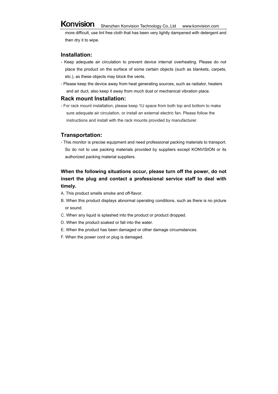 Installation, Rack mount installation, Transportation | ikan KVM-2450W User Manual | Page 5 / 34