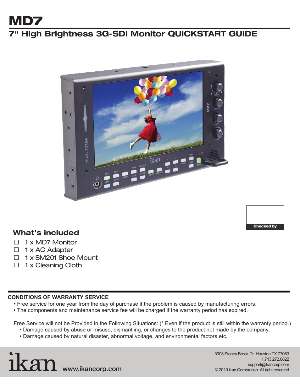 ikan MD7 Quick Start User Manual | 3 pages