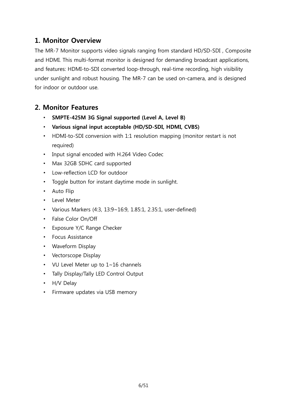 Monitor overview, Monitor features | ikan MR7 User Manual | Page 6 / 51