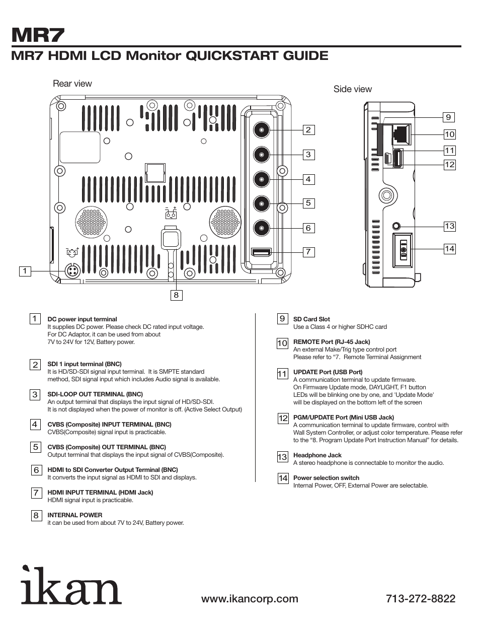 Mr7 hdmi lcd monitor quickstart guide | ikan MR7 Quick Start User Manual | Page 2 / 2