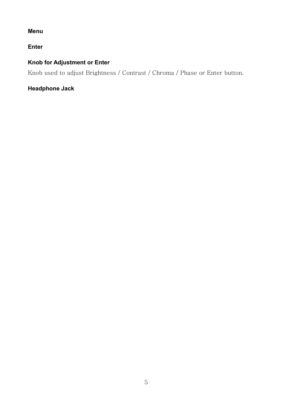 Menu, Enter, Knob for adjustment or enter | Headphone jack | ikan MS21 User Manual | Page 5 / 29