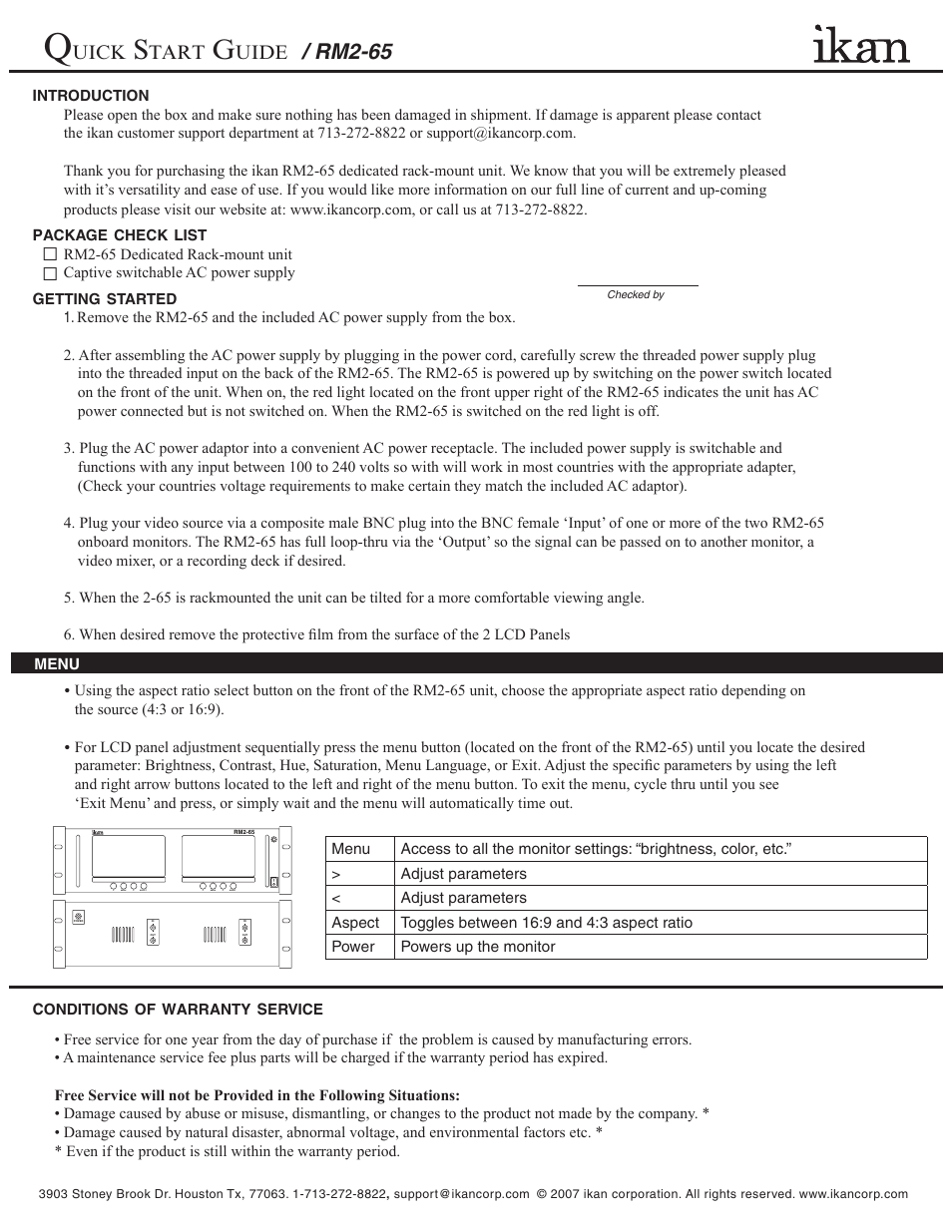 ikan RM2-65 User Manual | 1 page