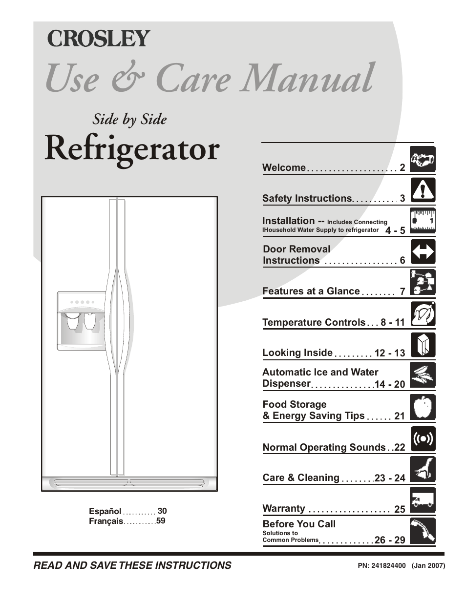 Crosley 241824400 User Manual | 29 pages