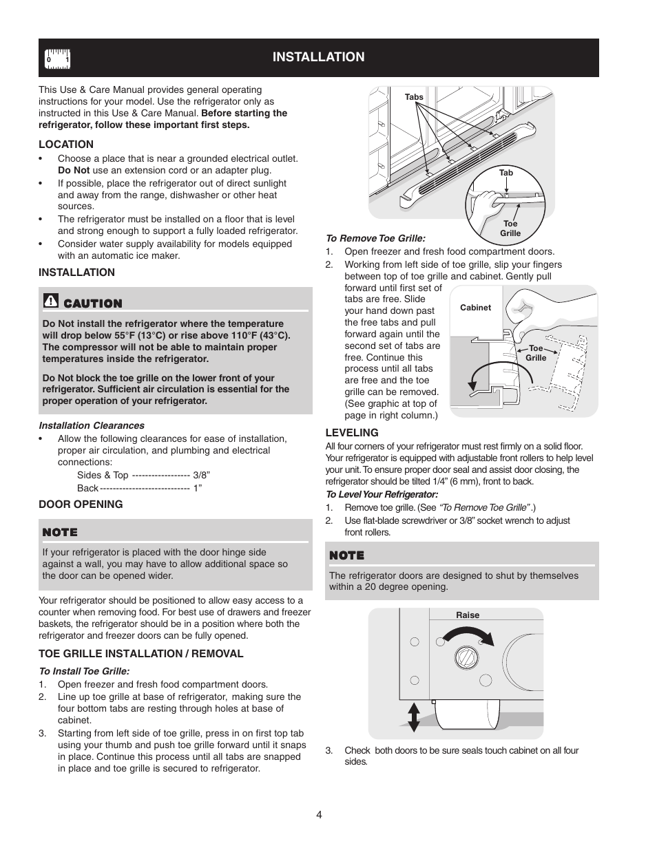 Installation | Crosley 241824400 User Manual | Page 4 / 29