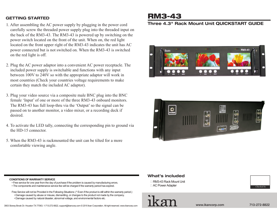 ikan RM3-43 User Manual | 2 pages