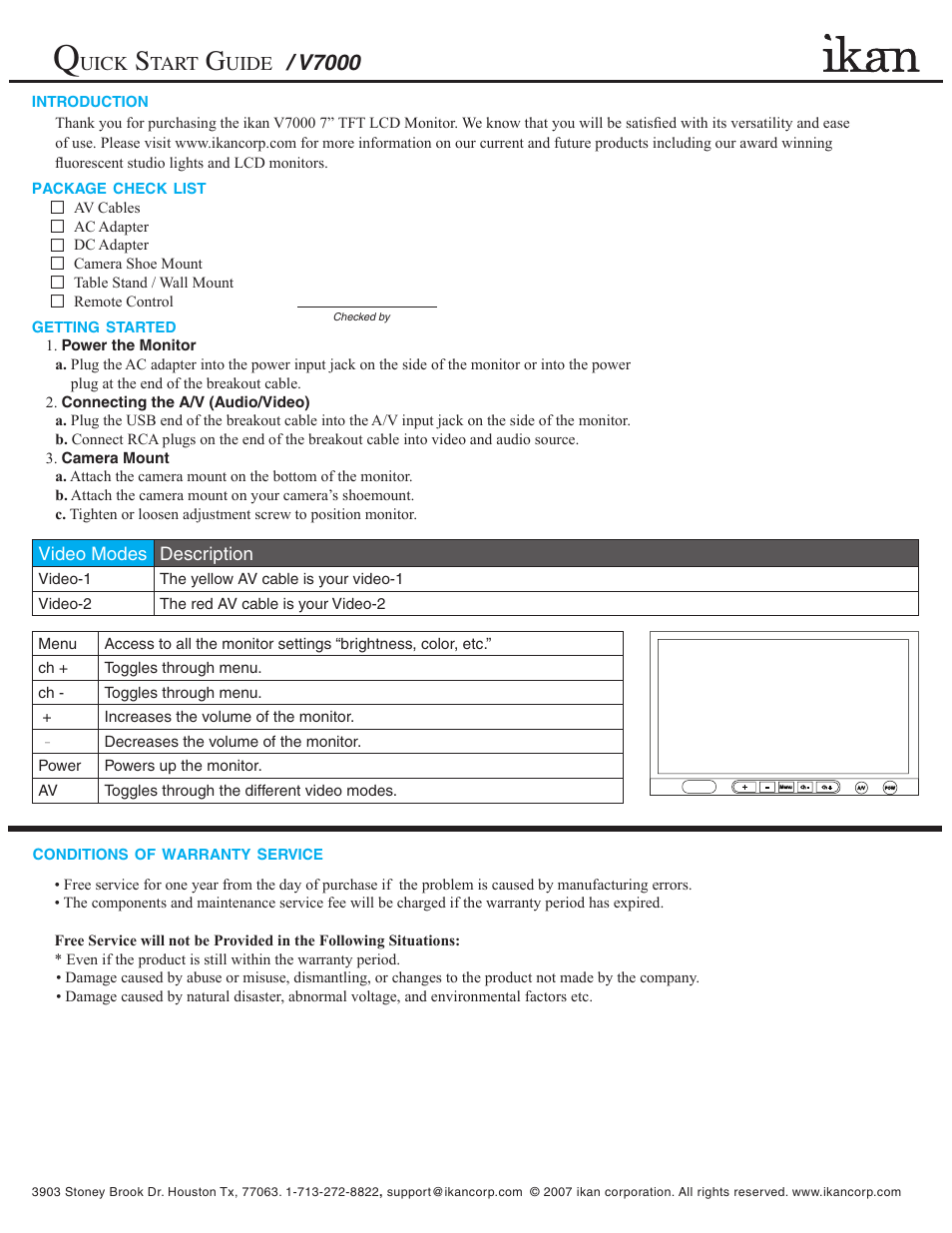 ikan RM7000 User Manual | 1 page