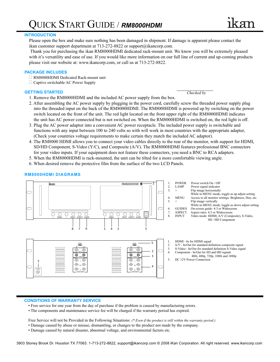 ikan RM8000HDMI User Manual | 1 page