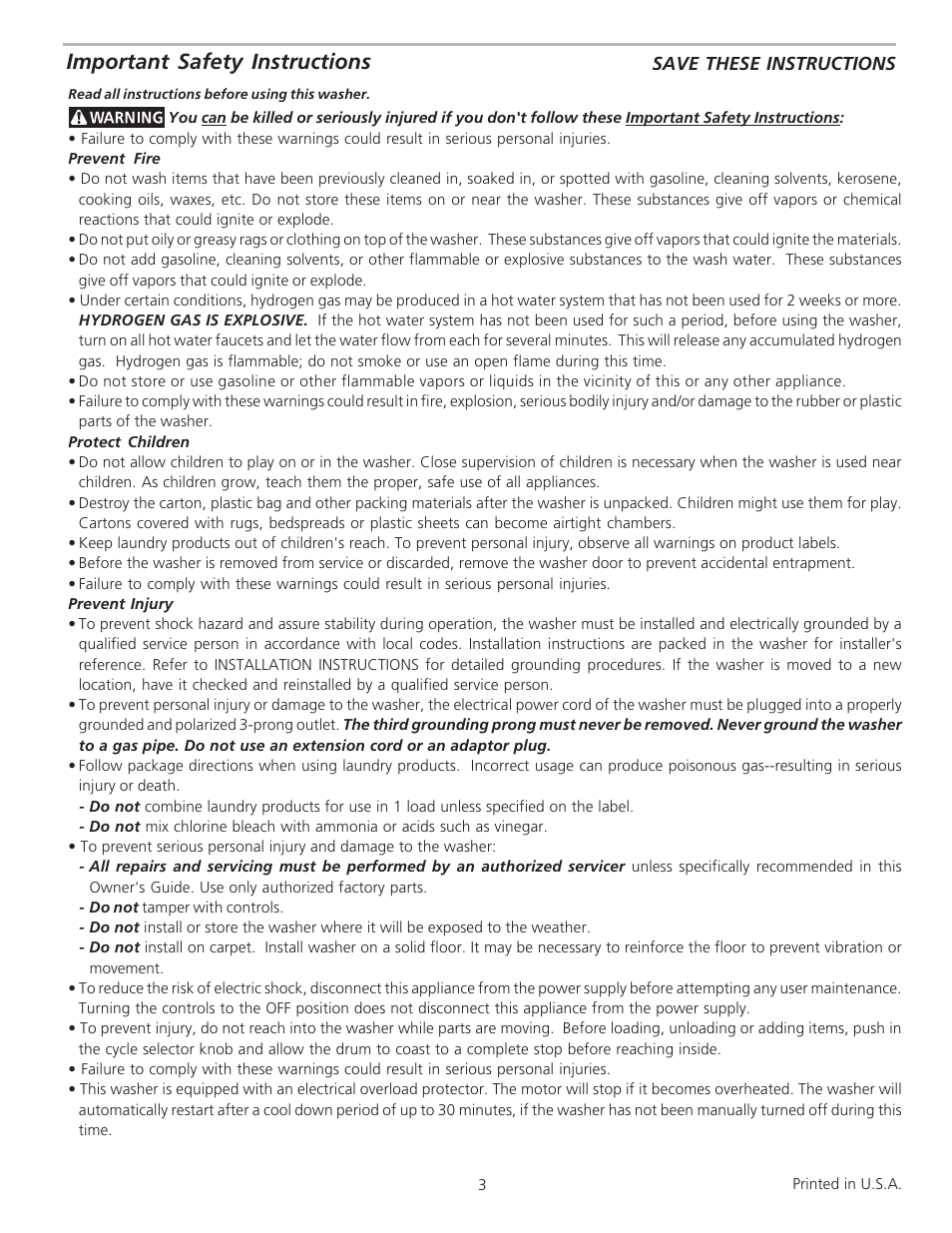 English, Important safety instructions | Crosley 134860400A User Manual | Page 3 / 11