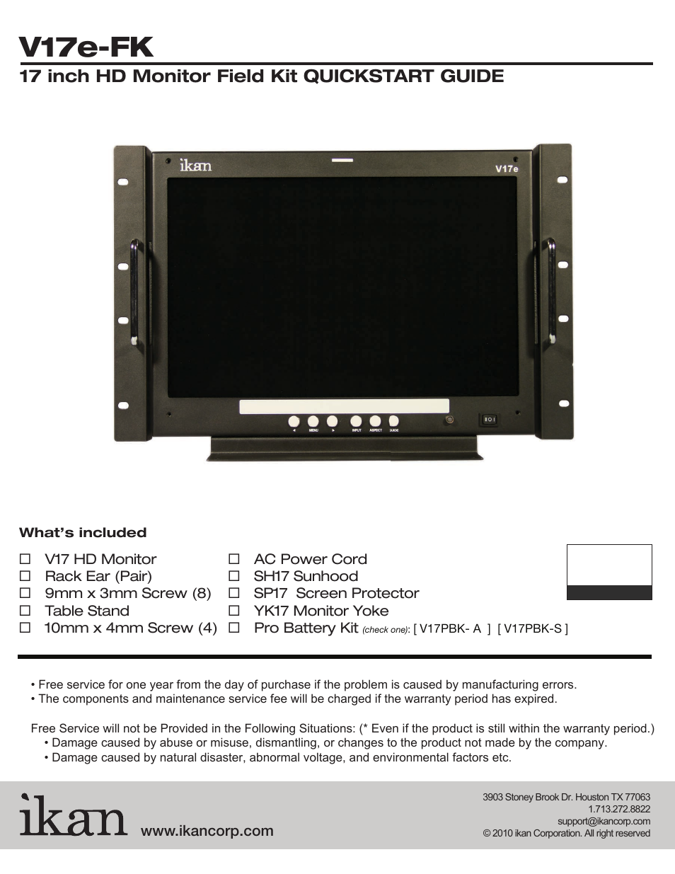 ikan V17e-FK User Manual | 3 pages