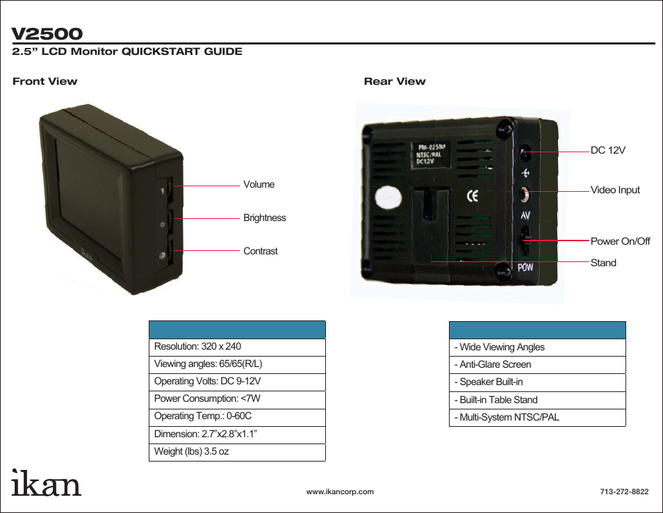 V2500 | ikan V2500 User Manual | Page 2 / 2