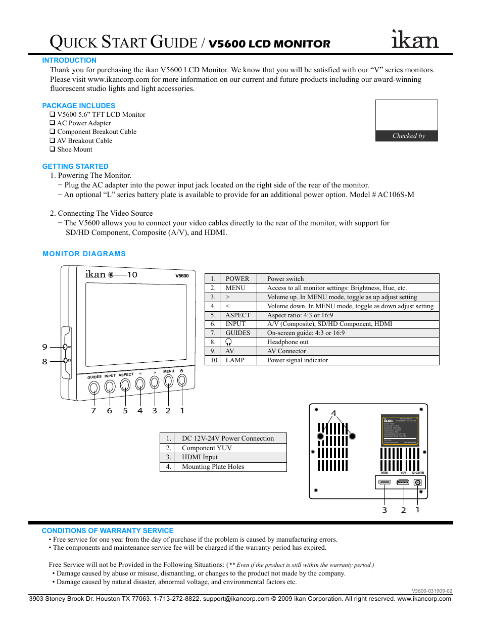 ikan V5600 User Manual | 1 page