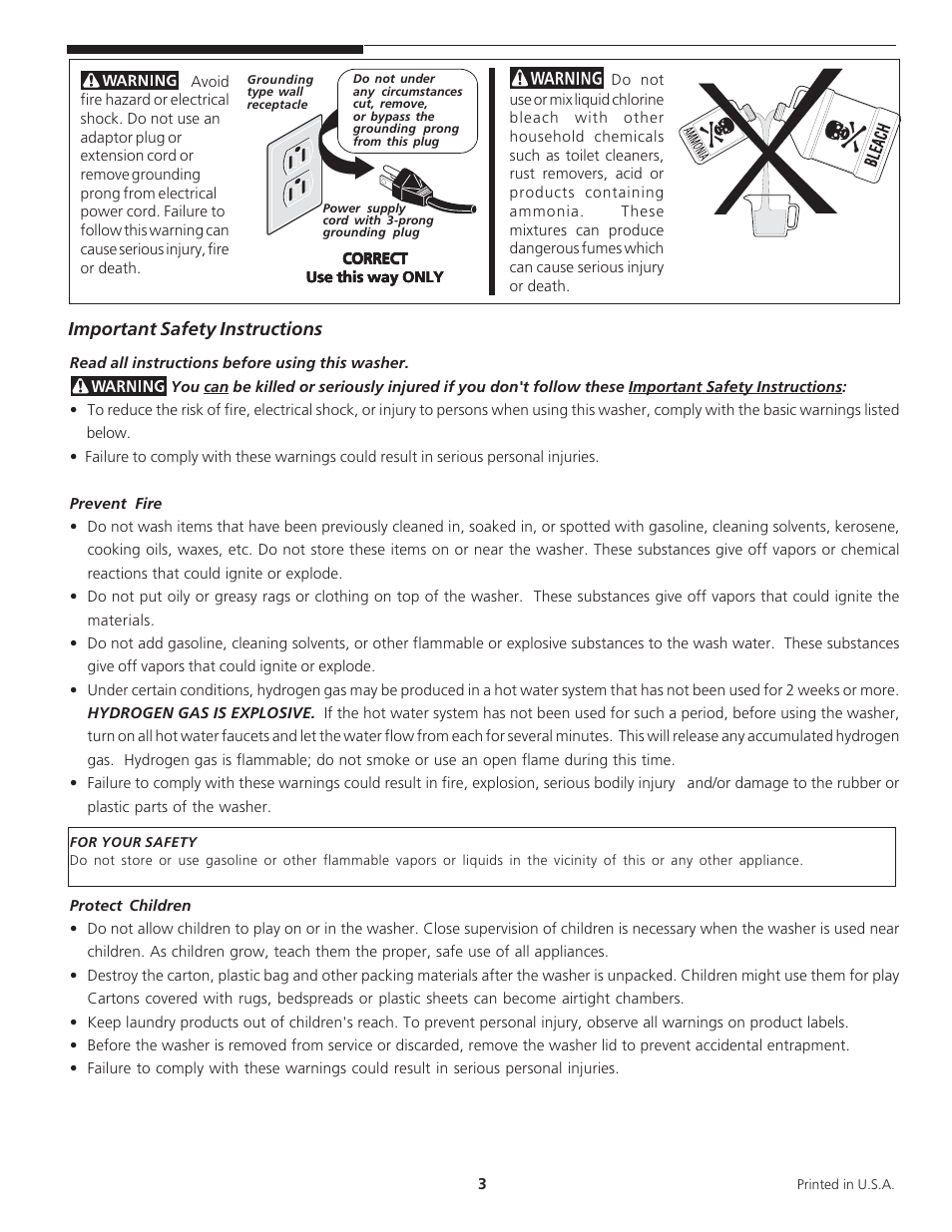 Important safety instructions | Crosley 134894000A User Manual | Page 3 / 12