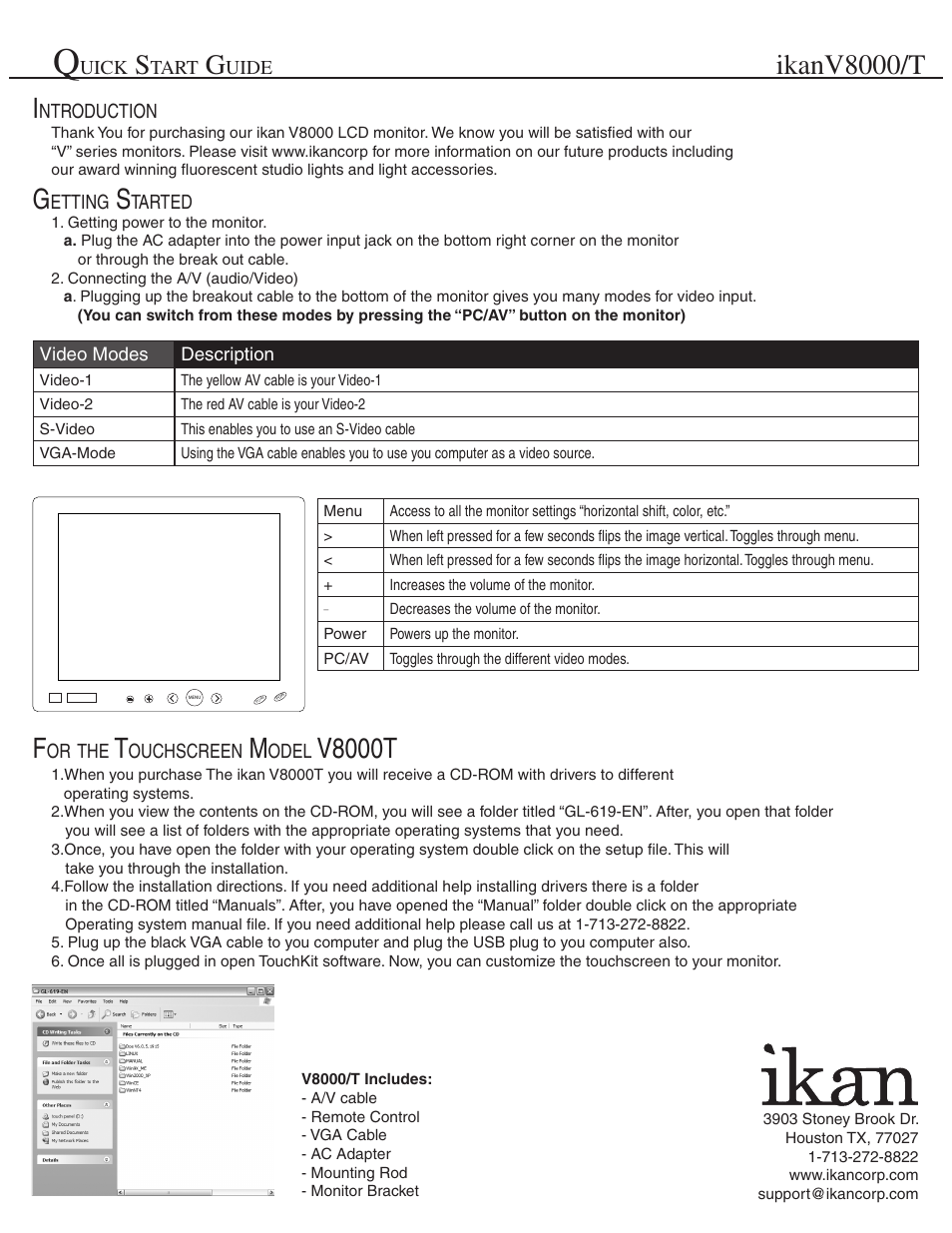 ikan V8000T Quick Start User Manual | 1 page