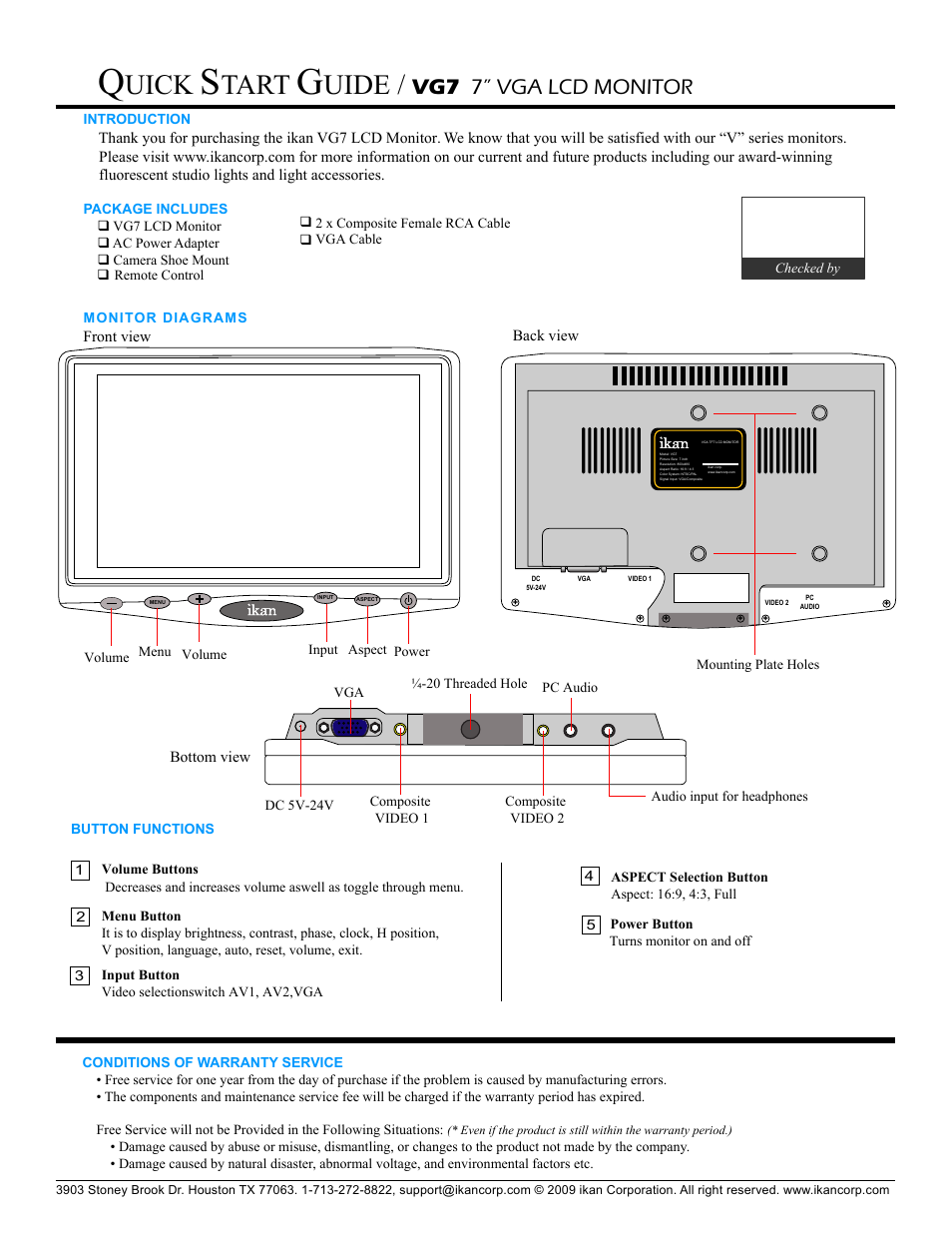 ikan VG7 User Manual | 1 page