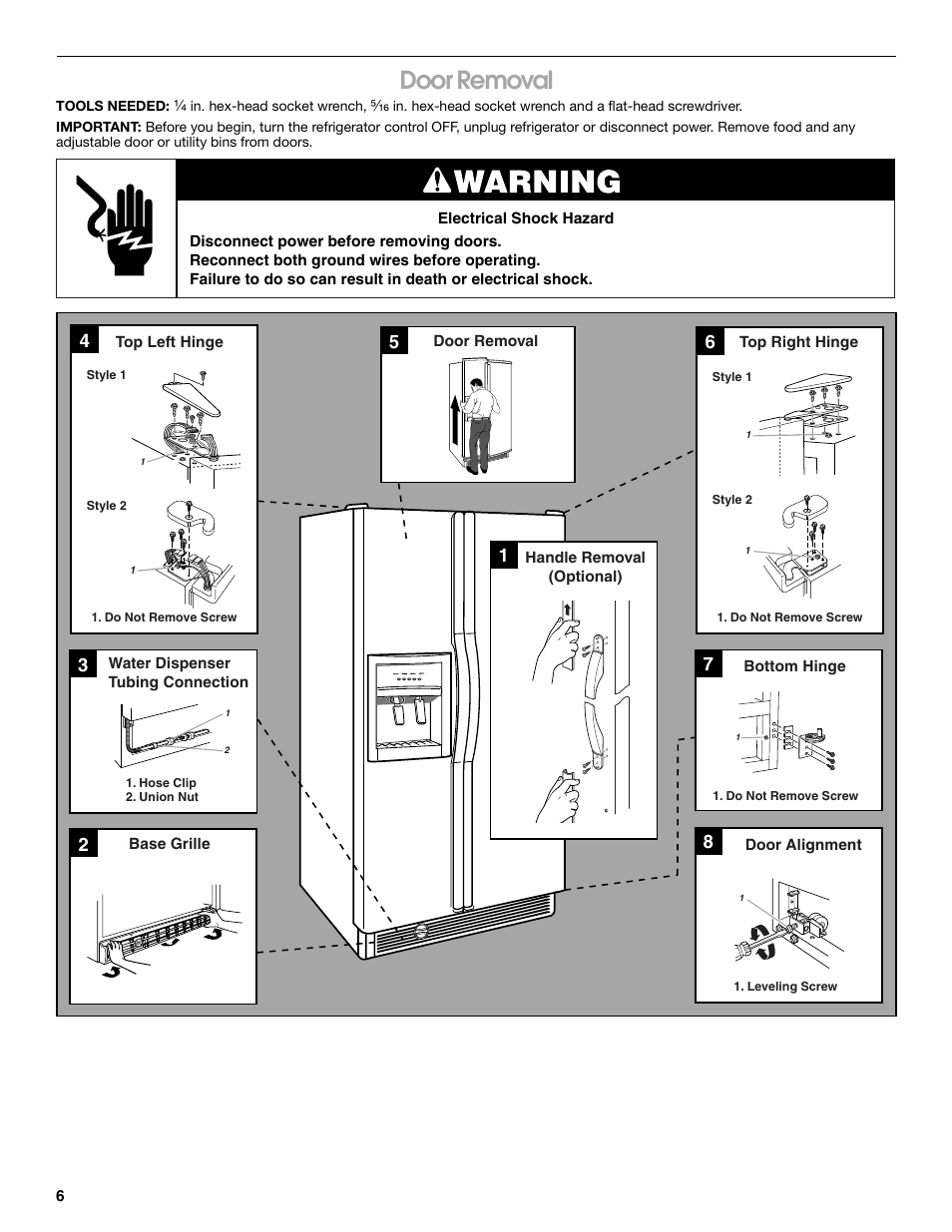 Door removal | Crosley 2211602 User Manual | Page 6 / 24