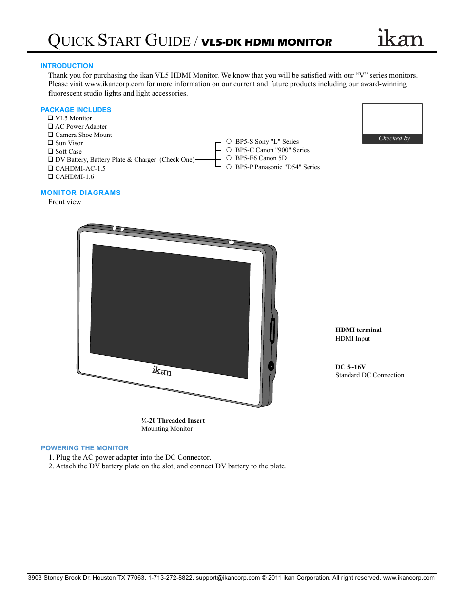 ikan VL5-DK User Manual | 2 pages