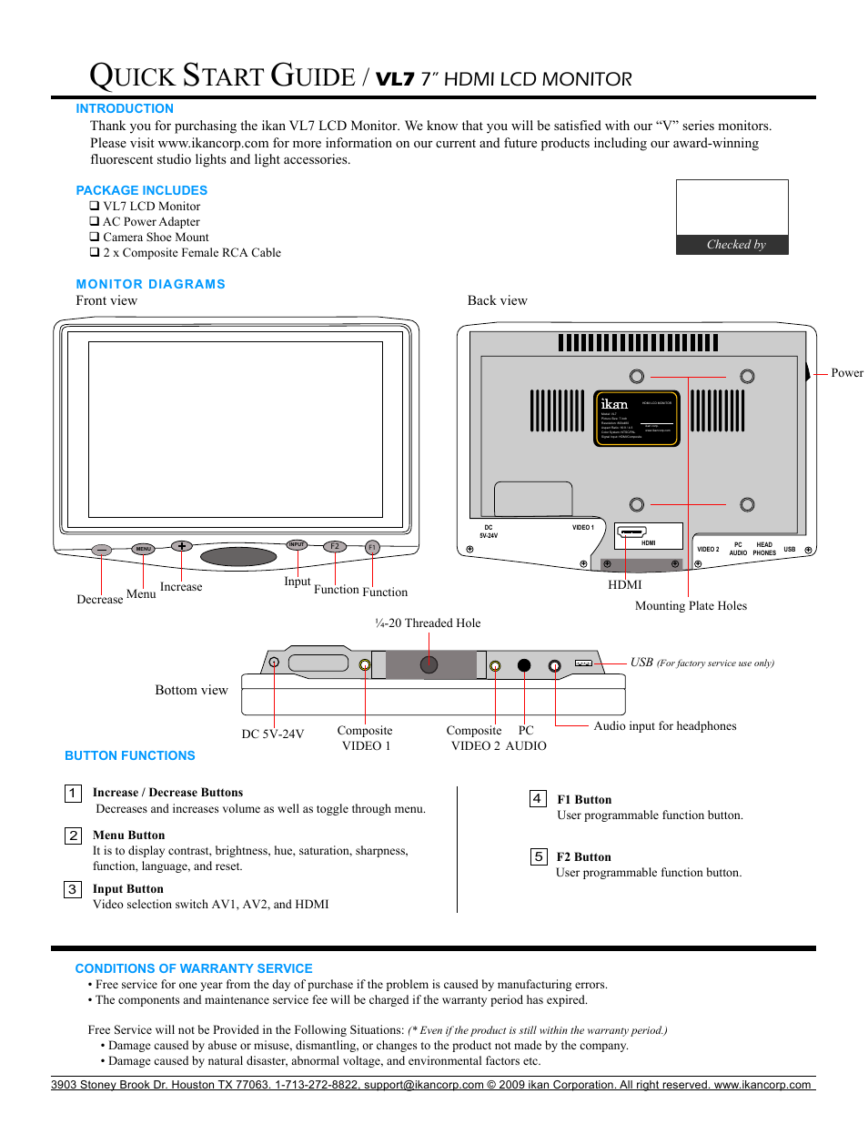 ikan VL7 User Manual | 1 page