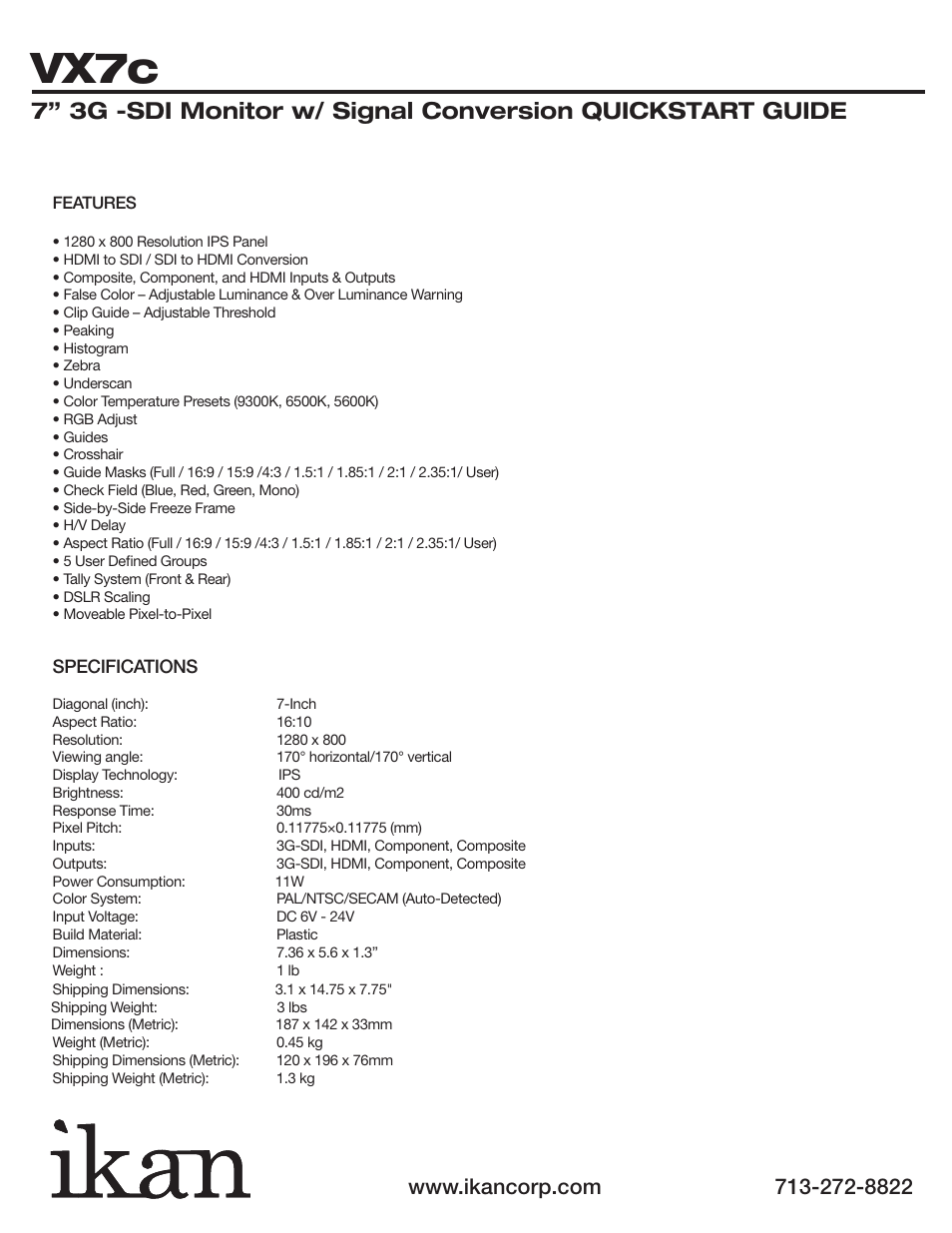 Vx7c | ikan VX7c-1 User Manual | Page 5 / 5