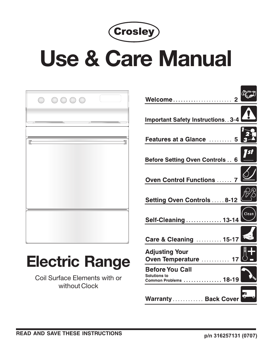 Crosley 316257131 User Manual | 12 pages