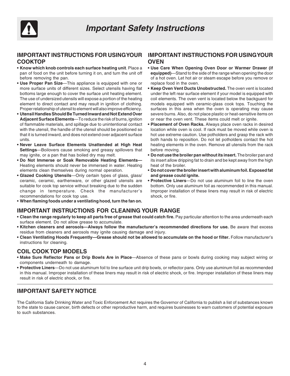 Important safety instructions | Crosley 316257131 User Manual | Page 4 / 12
