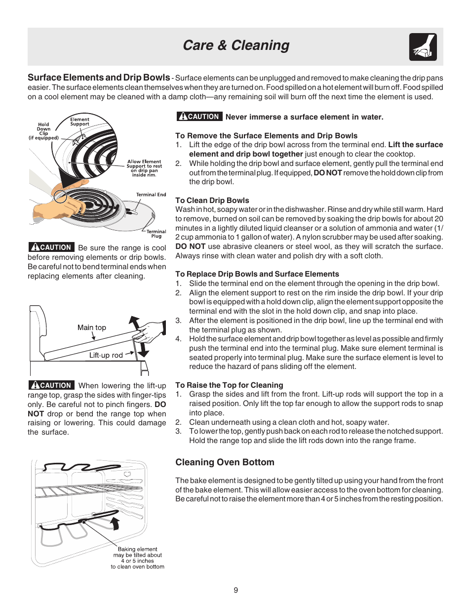 Care & cleaning | Crosley 316257131 User Manual | Page 9 / 12