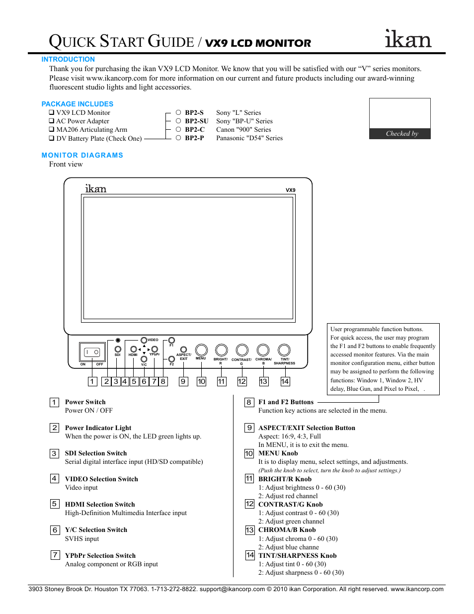 ikan VX9 User Manual | 3 pages